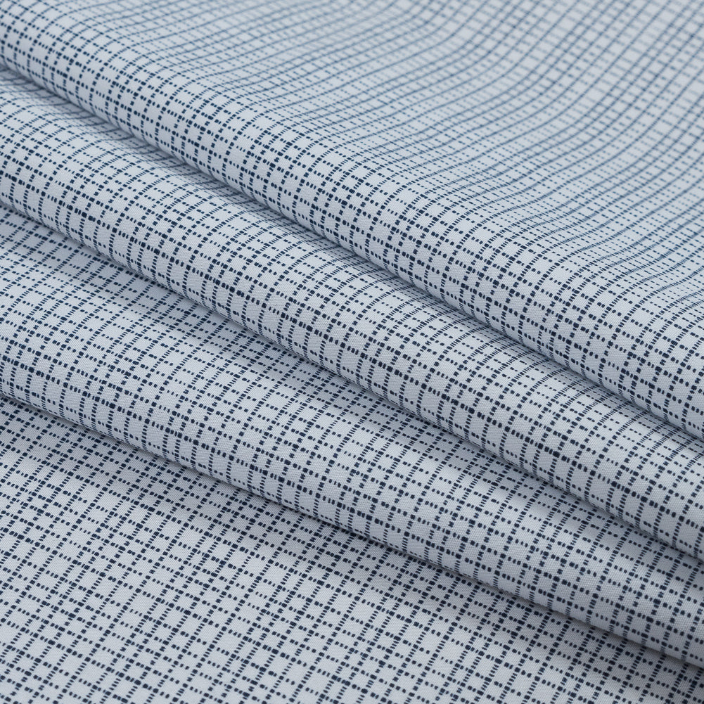 Navy and White Plaid Cotton Shirting Folded Navy and White Plaid Cotton Shirting Folded