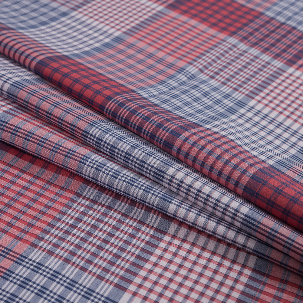 Red and Blue Plaid Japanese Cotton Voile Folded Red and Blue Plaid Japanese Cotton Voile Folded