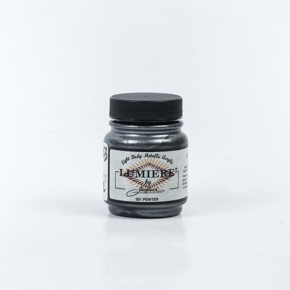 Jacquard Lumiere Textile Paint - 551 Pewter - Light Body Metallic Acrylic Jacquard Lumiere Textile Paint - 551 Pewter - Light Body Metallic Acrylic