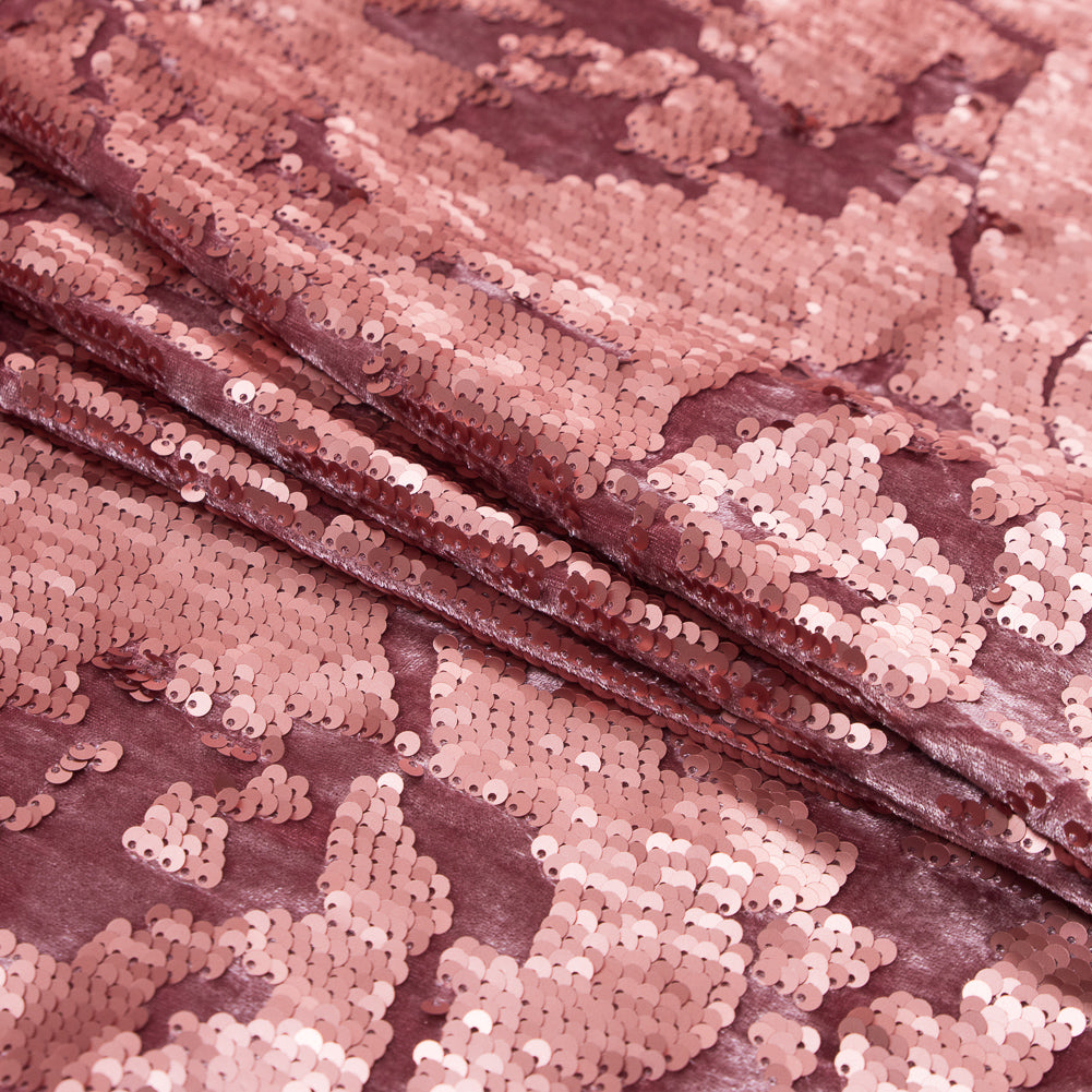 Stretch Velour with Sequins - Dusty Rose Detail Stretch Velour with Sequins - Dusty Rose Detail