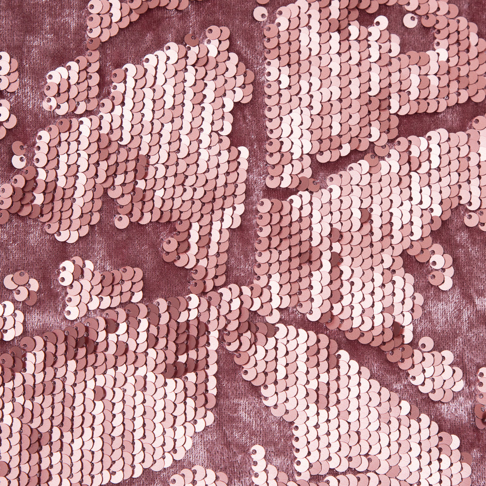 Stretch Velour with Sequins - Dusty Rose Full Stretch Velour with Sequins - Dusty Rose Full