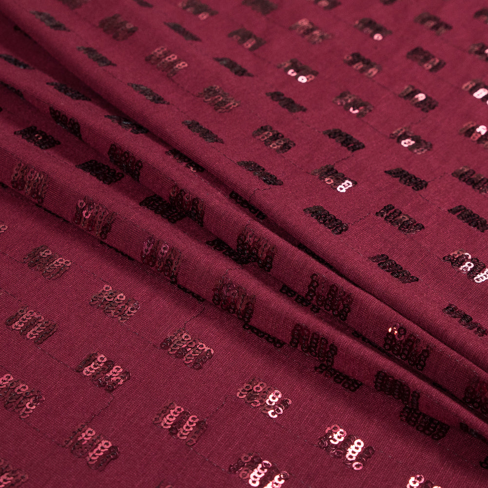 Tango Red Jersey Knit with Square Sequin Patches Folded Tango Red Jersey Knit with Square Sequin Patches Folded