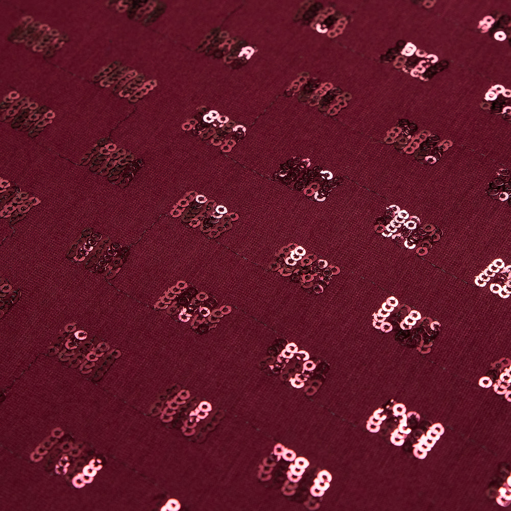 Tango Red Jersey Knit with Square Sequin Patches Detail Tango Red Jersey Knit with Square Sequin Patches Detail