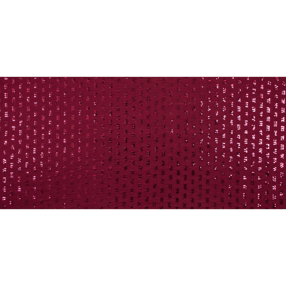 Tango Red Jersey Knit with Square Sequin Patches Full Tango Red Jersey Knit with Square Sequin Patches Full