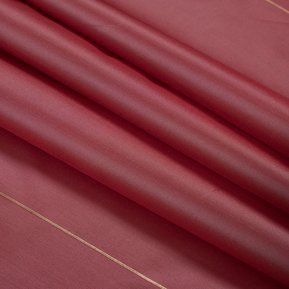 Red Polyester Taffeta with Metallic Gold Stripes Folded Red Polyester Taffeta with Metallic Gold Stripes Folded