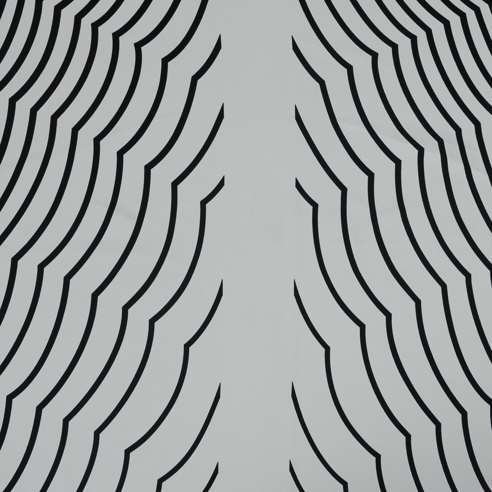 Famous NYC Designer Gardenia and Black Abstract Polyester Panel Famous NYC Designer Gardenia and Black Abstract Polyester Panel