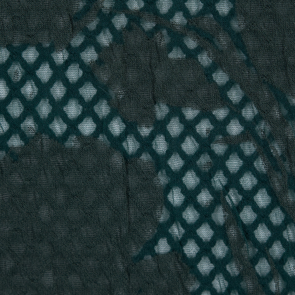 Emerald Green Wool and Acrylic Netting Backed by Fine Floral Knit Detail