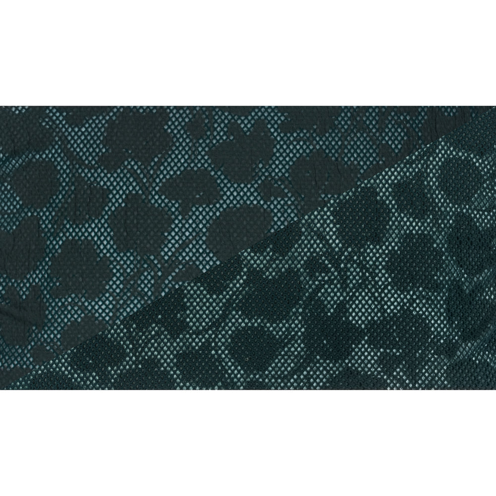 Emerald Green Wool and Acrylic Netting Backed by Fine Floral Knit Full