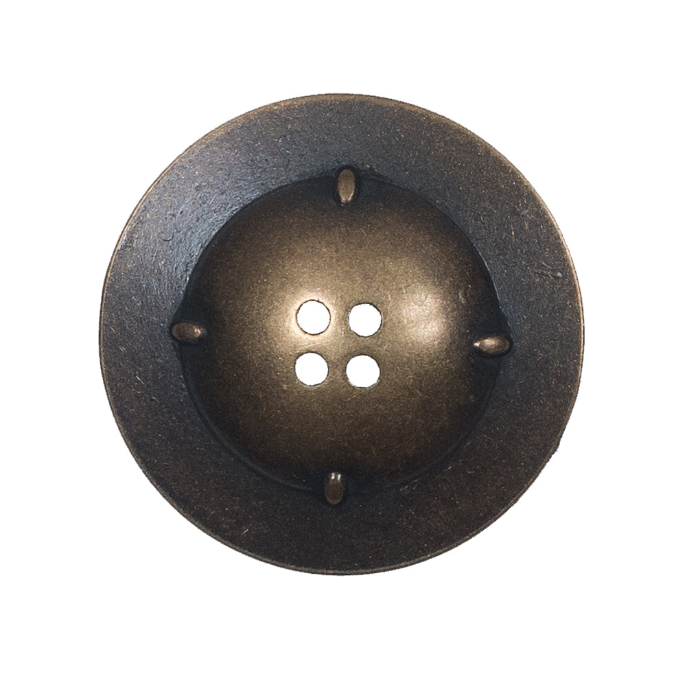 Italian Antique Gold Metal 4-Hole Button - 44L/28mm Detail Italian Antique Gold Metal 4-Hole Button - 44L/28mm Detail