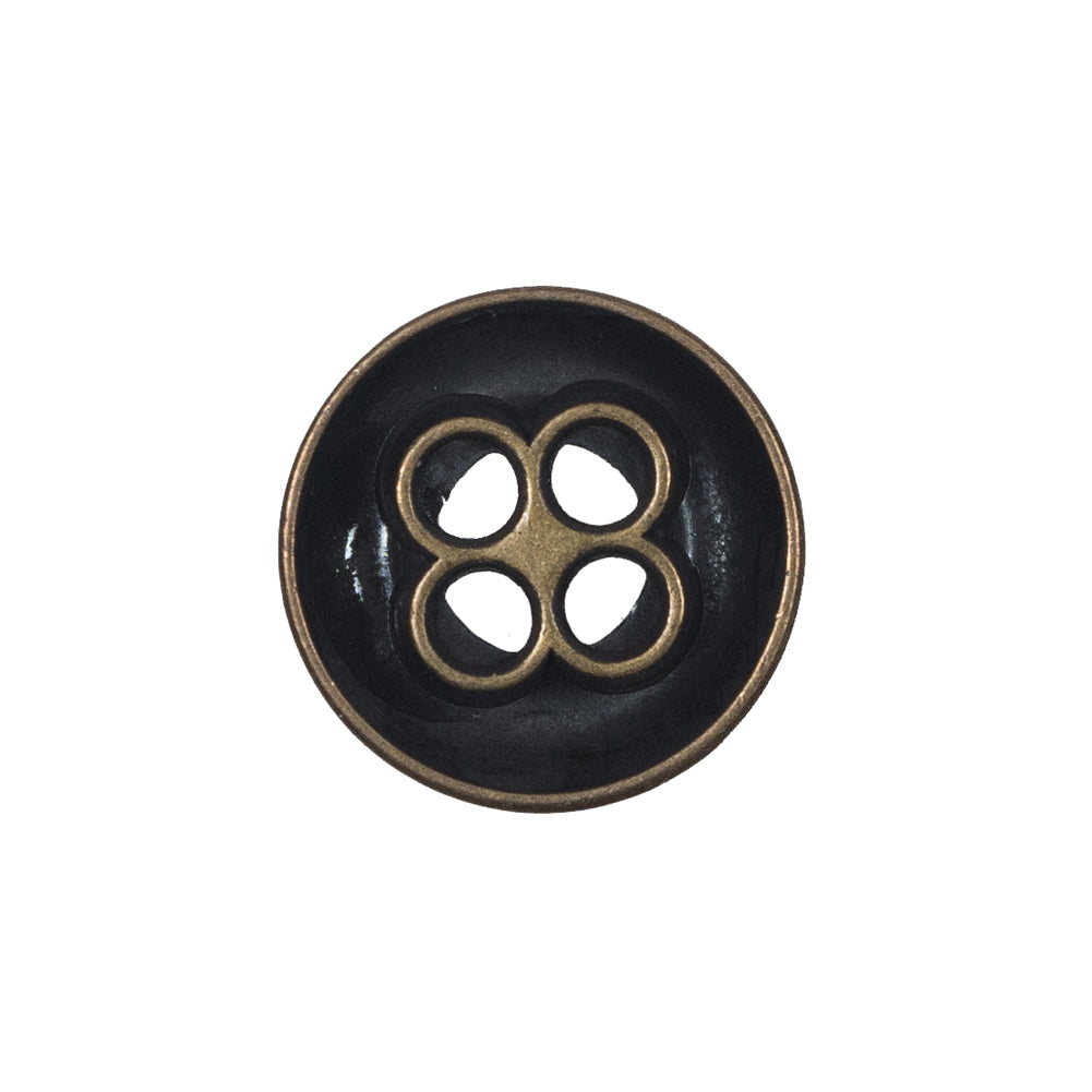 Italian Antique Gold Metal 4-Hole Button - 36L/23mm Detail Italian Antique Gold Metal 4-Hole Button - 36L/23mm Detail