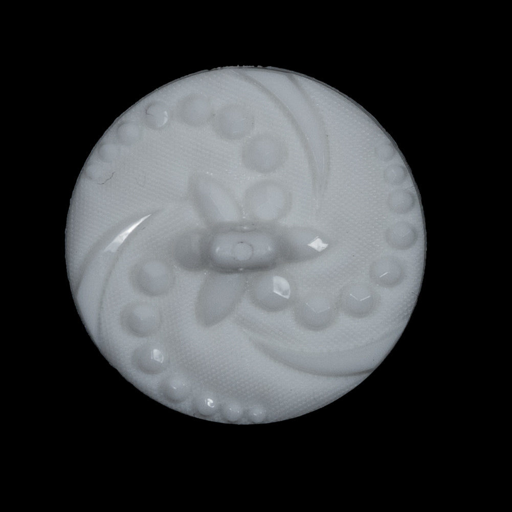 White Floral Nylon Shank Back Button - 44L/28mm Detail White Floral Nylon Shank Back Button - 44L/28mm Detail