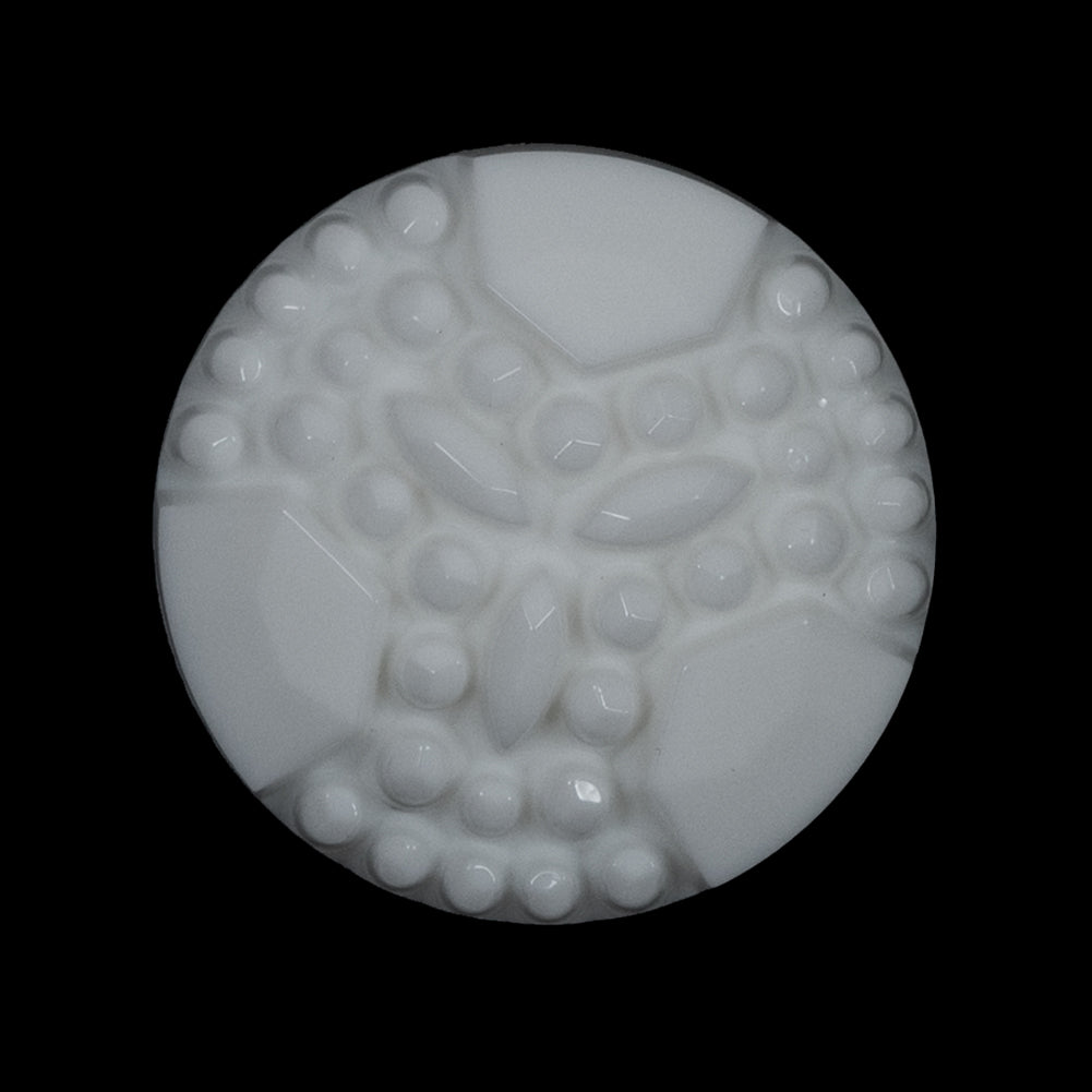 White Detailed Plastic Shank-Back Button - 44L/28mm White Detailed Plastic Shank-Back Button - 44L/28mm