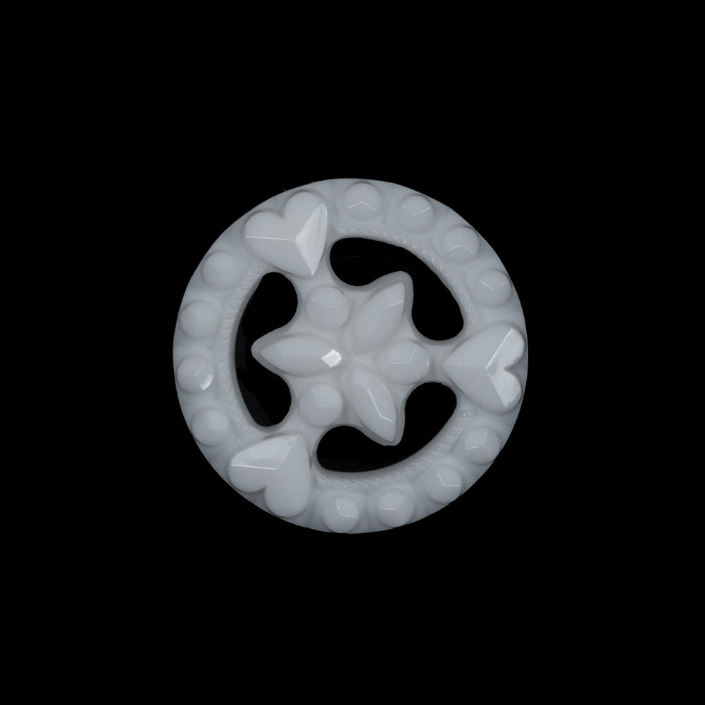 White Hearts and Gems Plastic Shank-Back Button - 36L/23mm White Hearts and Gems Plastic Shank-Back Button - 36L/23mm