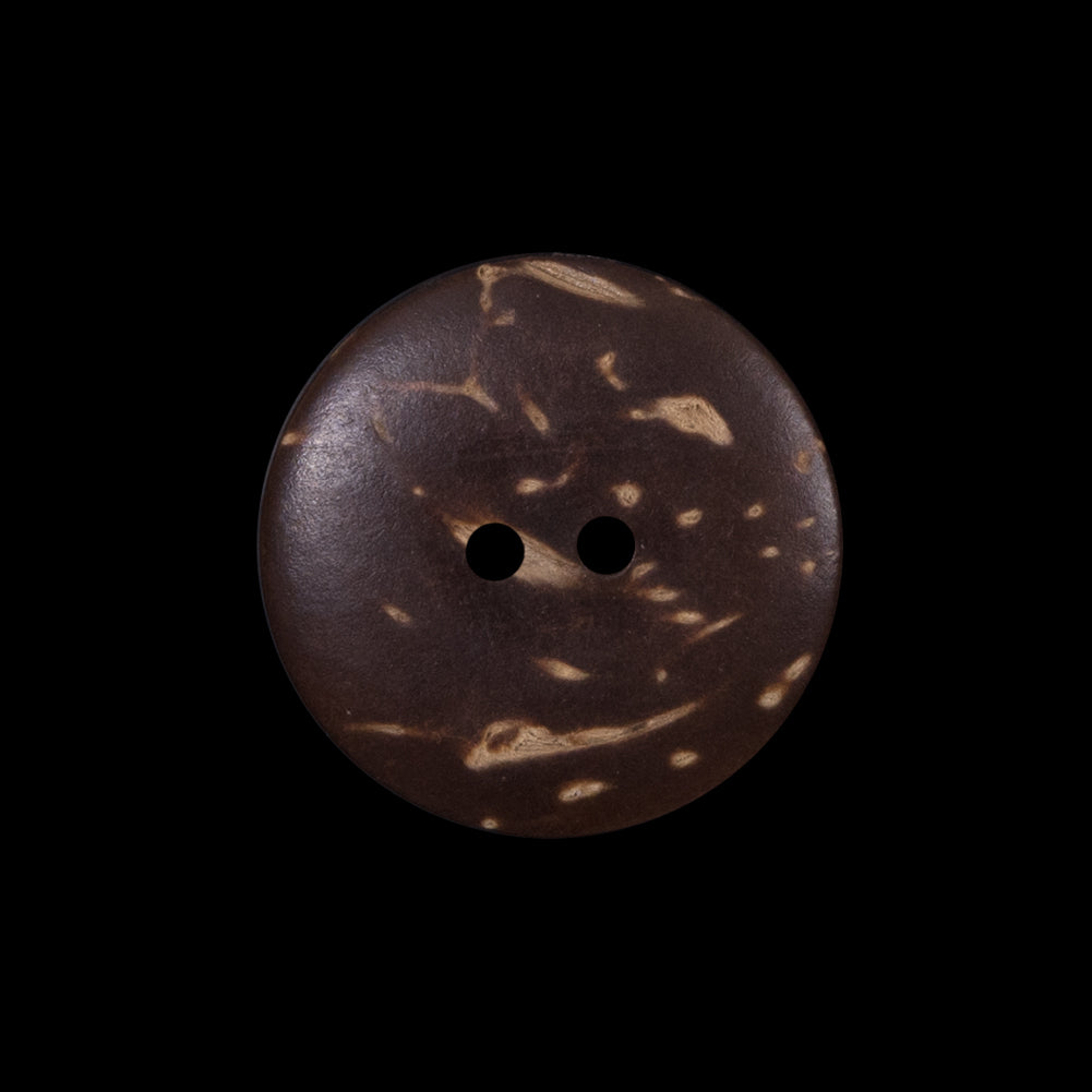 Italian Brown Floral Painted Coconut Button - 36L/23mm Detail Italian Brown Floral Painted Coconut Button - 36L/23mm Detail