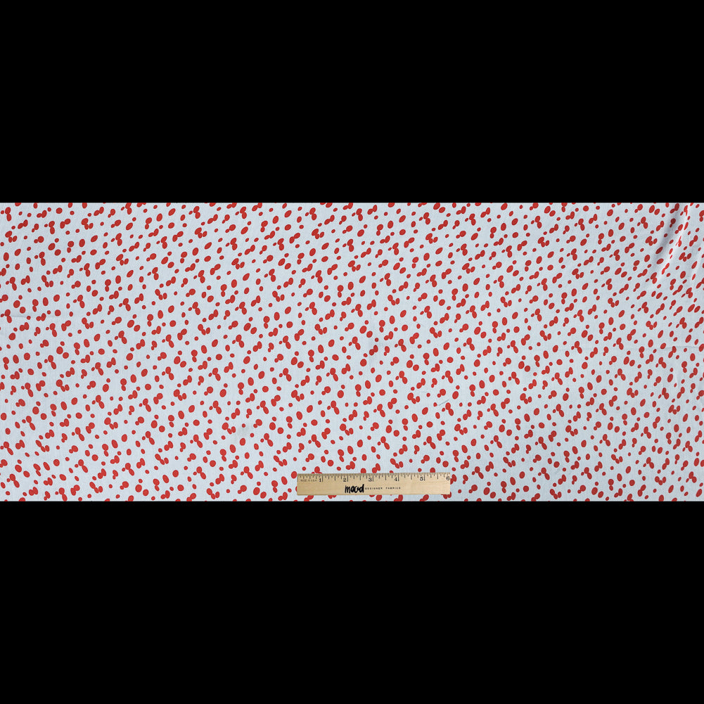 Red and Pale Gray Spotted Crinkled Silk Chiffon Full Red and Pale Gray Spotted Crinkled Silk Chiffon Full