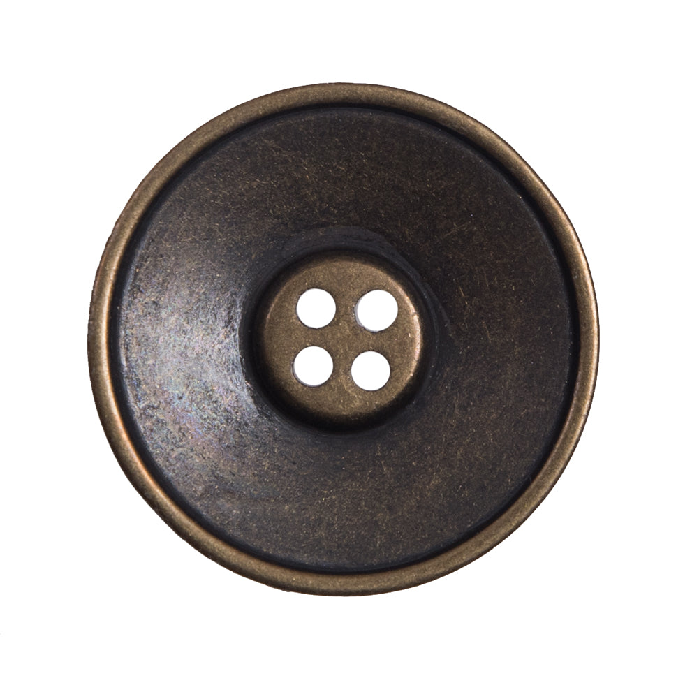 Italian Antique Gold 4-Hole Metal Button - 44L/28mm Detail Italian Antique Gold 4-Hole Metal Button - 44L/28mm Detail