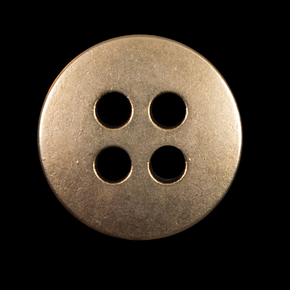 Novelty Antique Gold 4-Hole Metal Button - 44L/28mm Detail Novelty Antique Gold 4-Hole Metal Button - 44L/28mm Detail