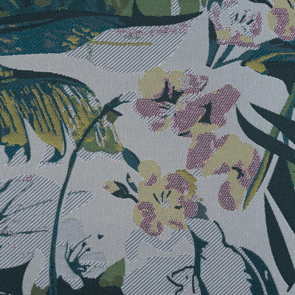 Teal and Green Metallic Leafy Jacquard Full
