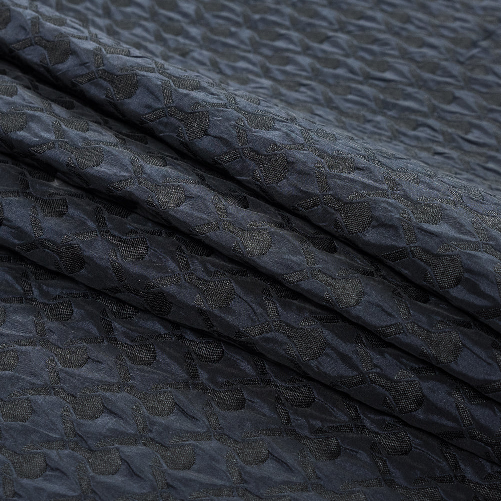 Black and Navy Quilted Brocade Folded Black and Navy Quilted Brocade Folded