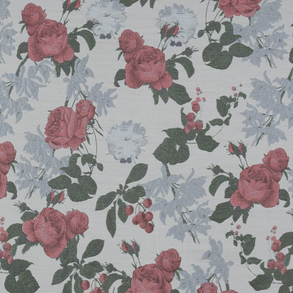 White, Pink and Green Floral Jacquard White, Pink and Green Floral Jacquard