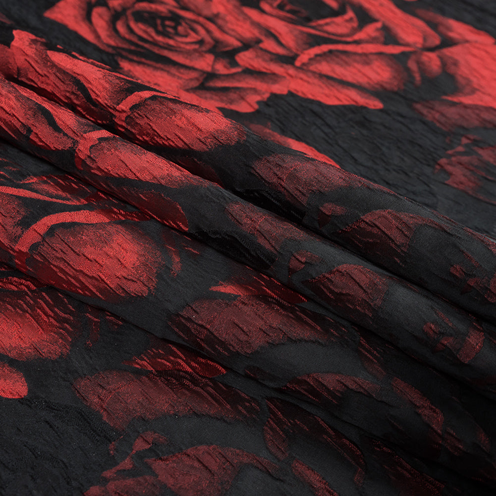 Black and Red Textural Floral Brocade Detail Black and Red Textural Floral Brocade Detail