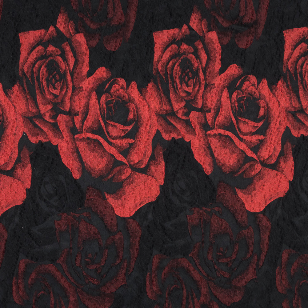 Black and Red Textural Floral Brocade Black and Red Textural Floral Brocade