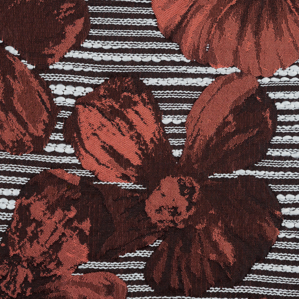 Coral and White Striped Floral Brocade Full Coral and White Striped Floral Brocade Full