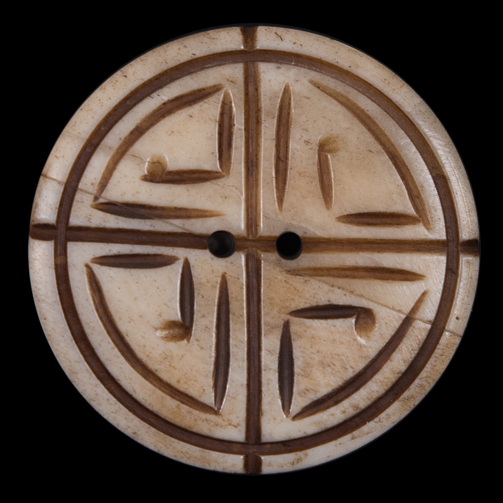 Carved Natural Bone Button - 60L/38mm Carved Natural Bone Button - 60L/38mm