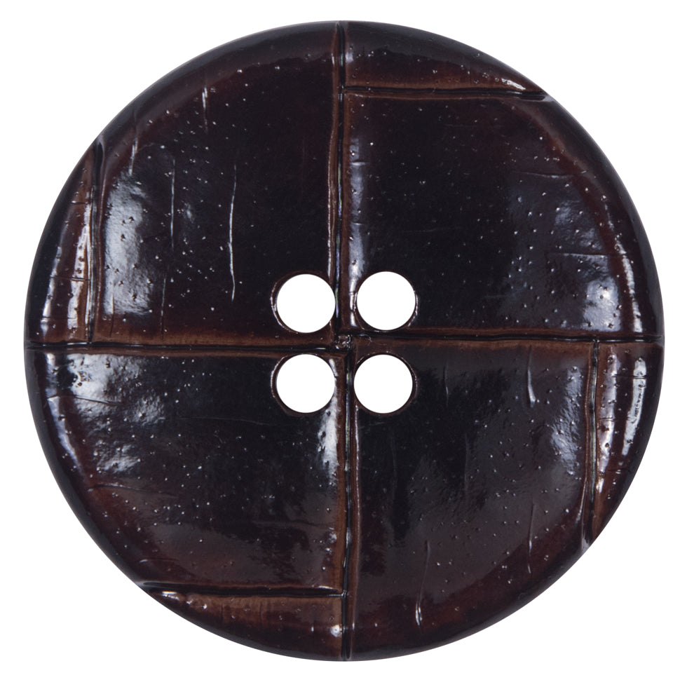 Italian Brown Faux Leather Button - 64L/40.5mm Italian Brown Faux Leather Button - 64L/40.5mm