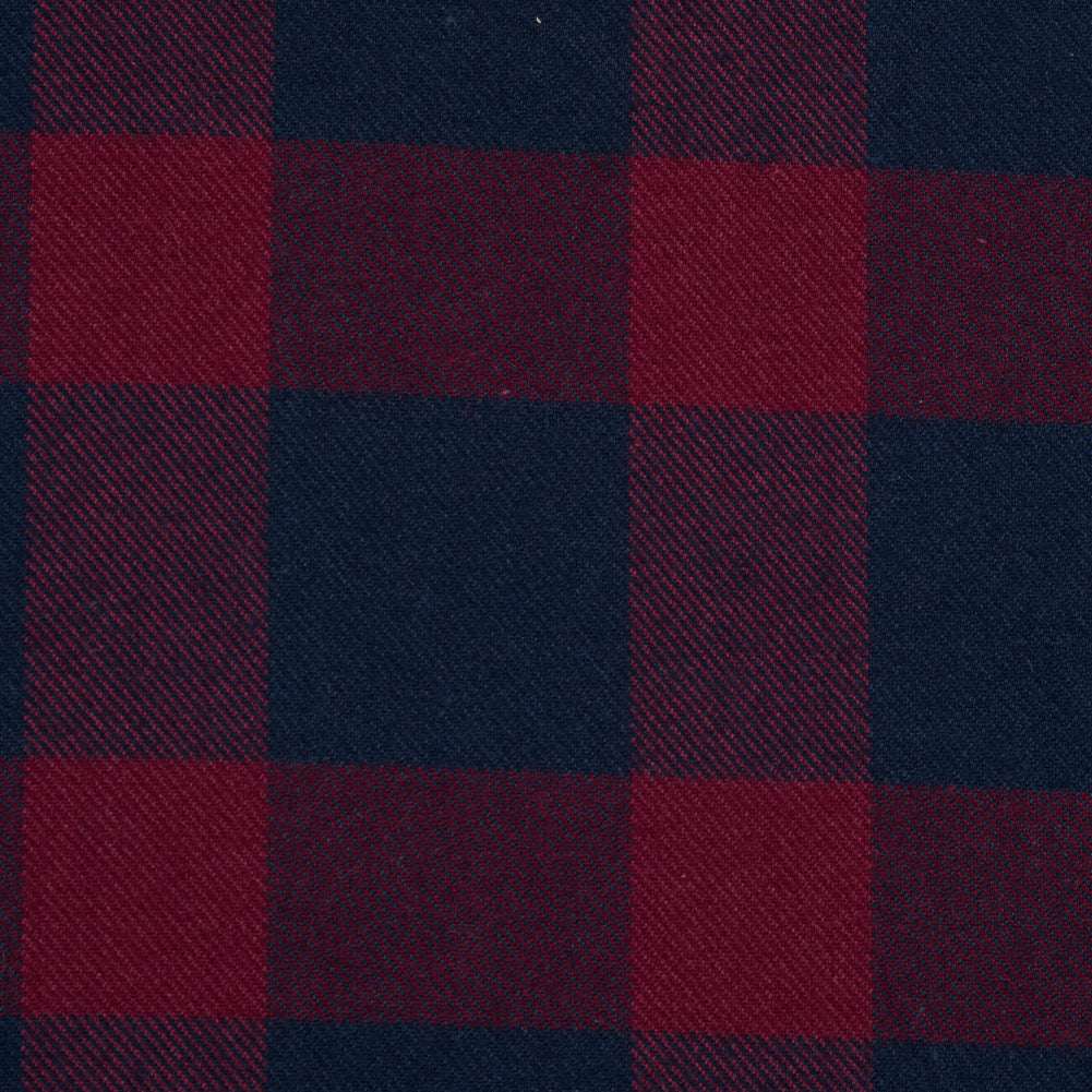 Navy and Red Plaid Double-Sided Cotton Flannel Full Navy and Red Plaid Double-Sided Cotton Flannel Full