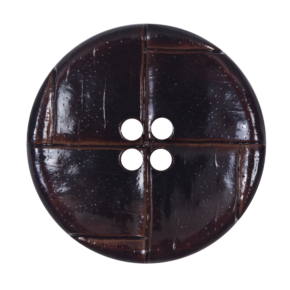 Italian Brown Faux Leather Button - 54L/34mm Italian Brown Faux Leather Button - 54L/34mm