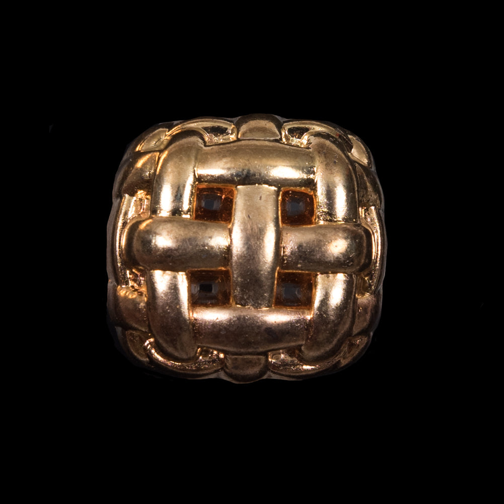 Gold Plastic Basketwoven Shank Back Button - 34L/21.5mm Gold Plastic Basketwoven Shank Back Button - 34L/21.5mm