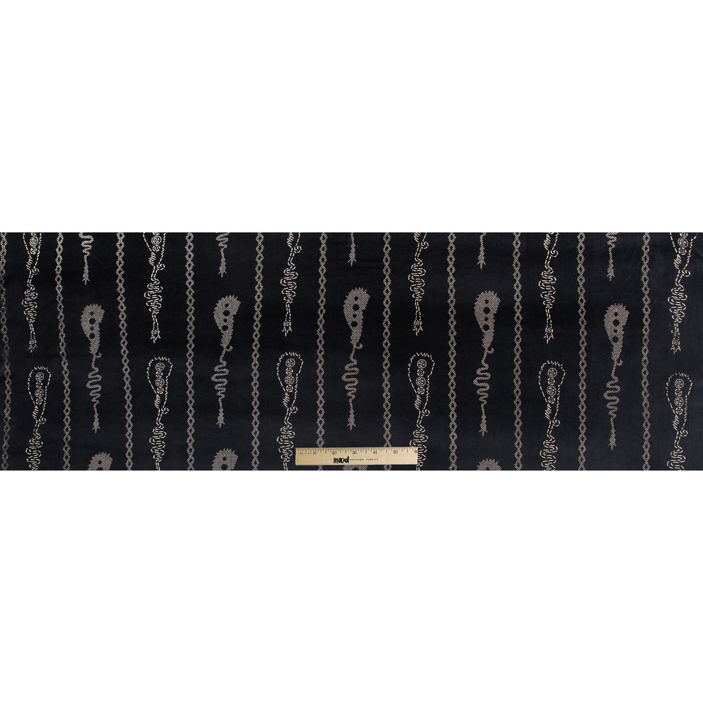 Black and Metallic Gold Foil African-Inspired Stretch Velour Folded Black and Metallic Gold Foil African-Inspired Stretch Velour Folded