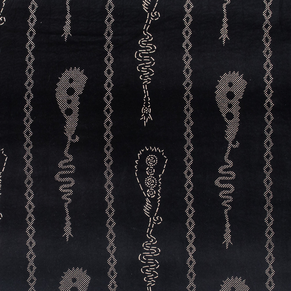 Black and Metallic Gold Foil African-Inspired Stretch Velour Black and Metallic Gold Foil African-Inspired Stretch Velour