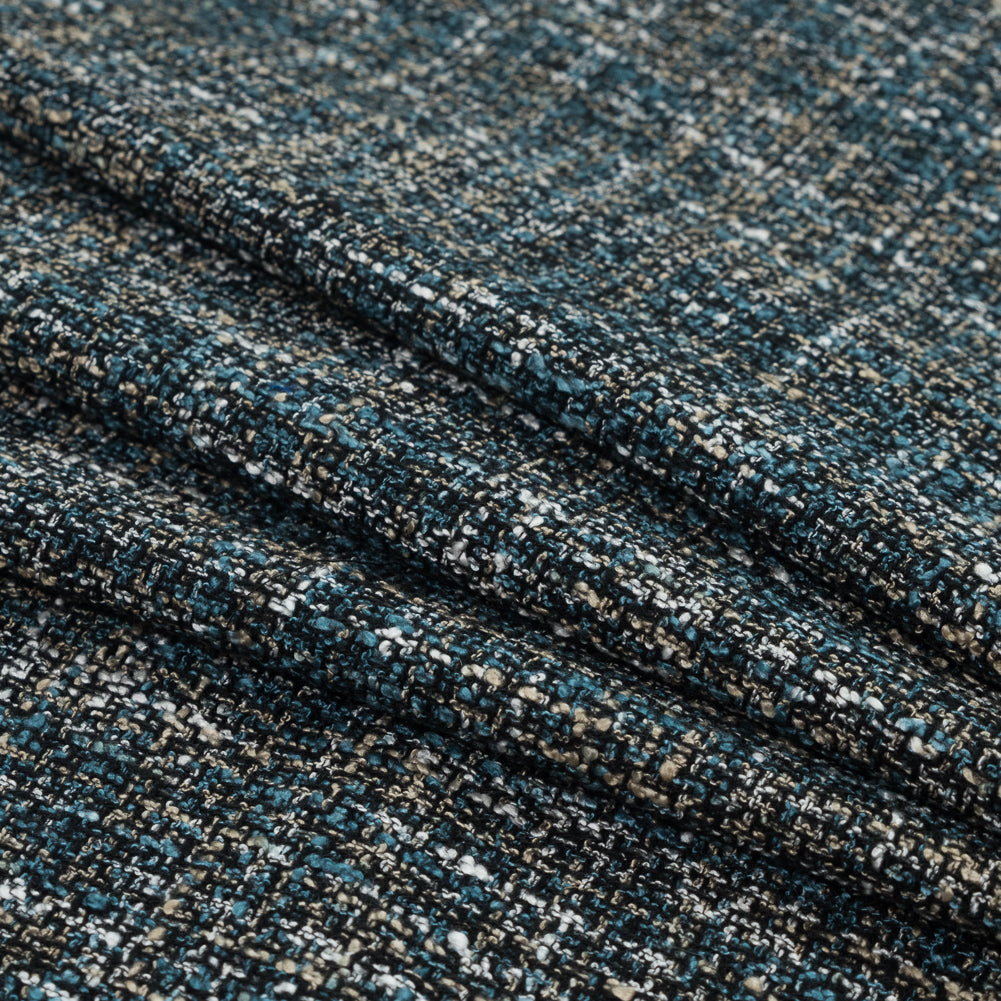 Marine Blue and Beige Polyester Tweed Folded Marine Blue and Beige Polyester Tweed Folded