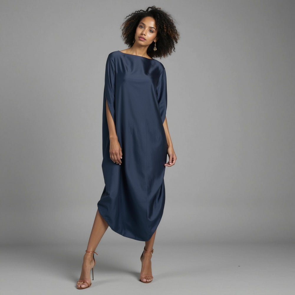 Washed Copper and Rayon Twill - Navy - Darcy Collection Washed Copper and Rayon Twill - Navy - Darcy Collection