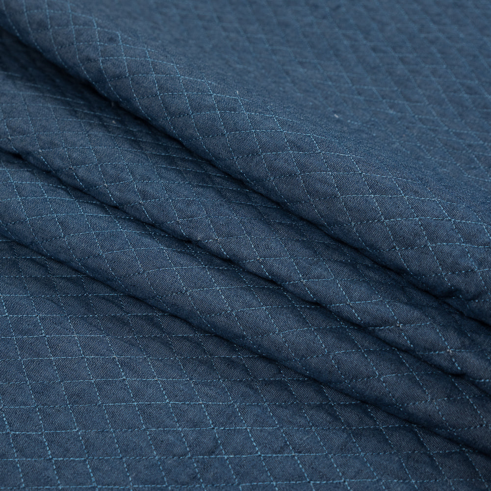 Diamond Quilted Denim Coating with Filler Detail Diamond Quilted Denim Coating with Filler Detail