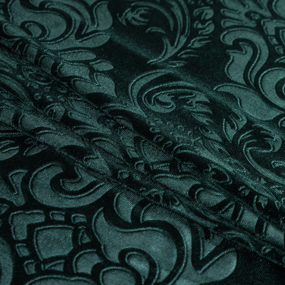 Emerald Green Damask Embossed Velour Detail Emerald Green Damask Embossed Velour Detail