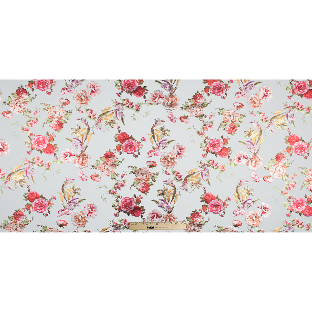 White Ponte Knit with Multicolor Floral Foil Design Folded White Ponte Knit with Multicolor Floral Foil Design Folded