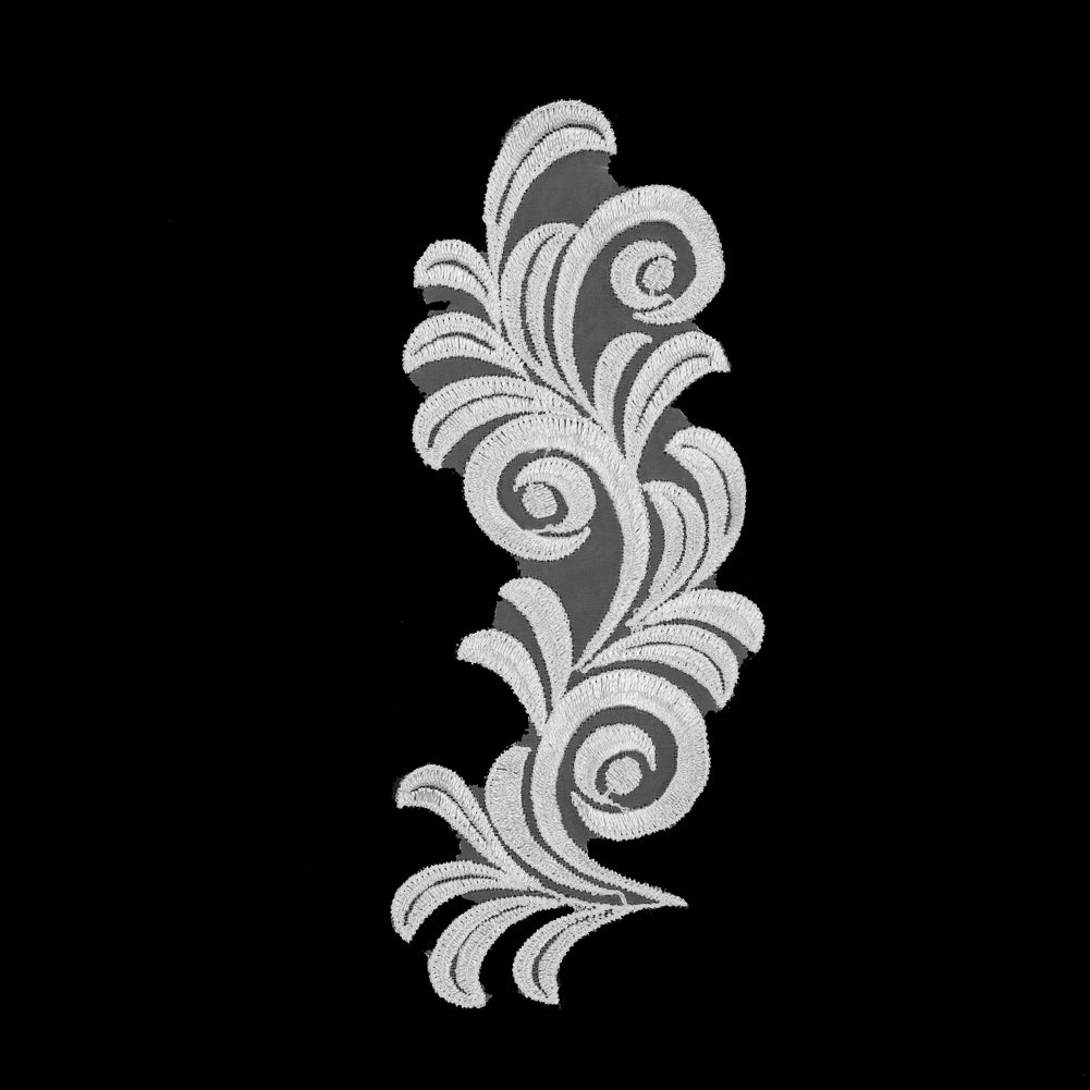 White Embroidered Organza Applique - 8" x 3" White Embroidered Organza Applique - 8" x 3"