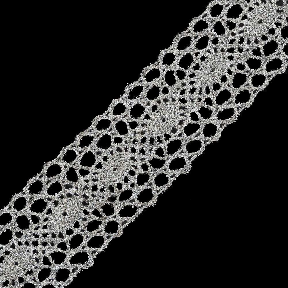 Metallic Silver Lace Trim - 1.75" Detail Metallic Silver Lace Trim - 1.75" Detail