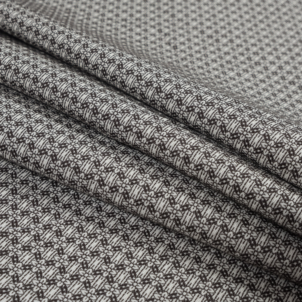 Brown and Ivory Floral Cotton Jacquard Folded Brown and Ivory Floral Cotton Jacquard Folded