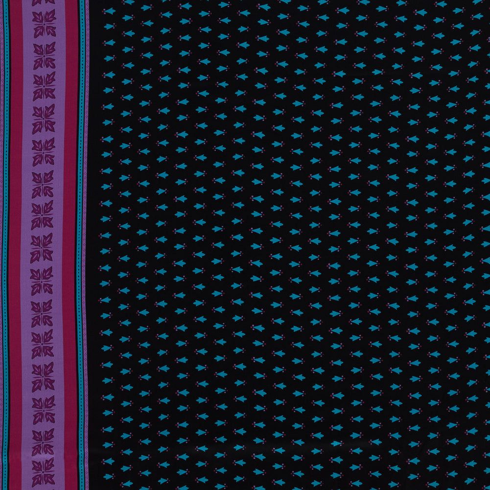 Famous NYC Designer Pink, Teal and Purple Printed Crepe de Chine Silk Panel Famous NYC Designer Pink, Teal and Purple Printed Crepe de Chine Silk Panel