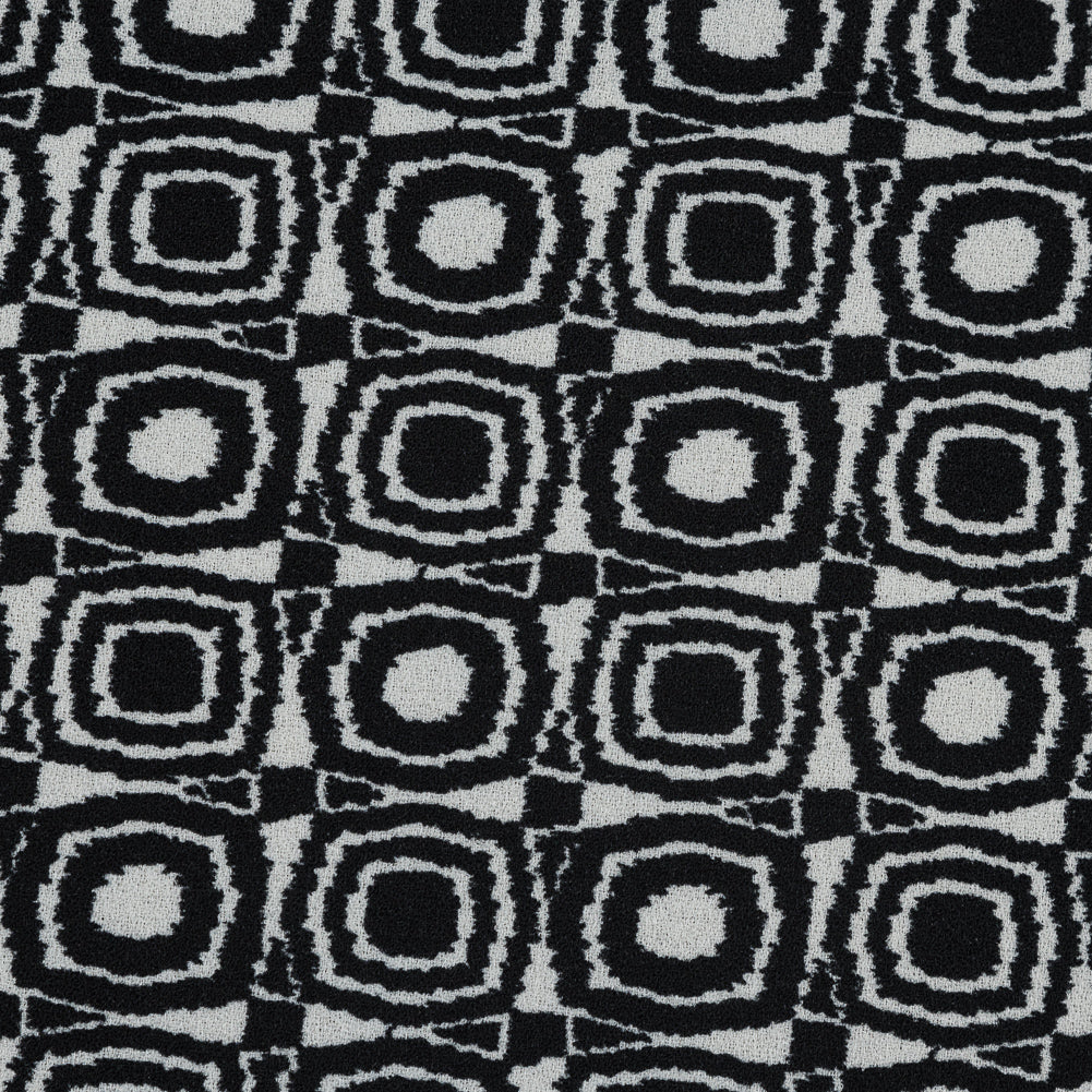 Black and Ivory Geometric Polyester Crepe Detail Black and Ivory Geometric Polyester Crepe Detail