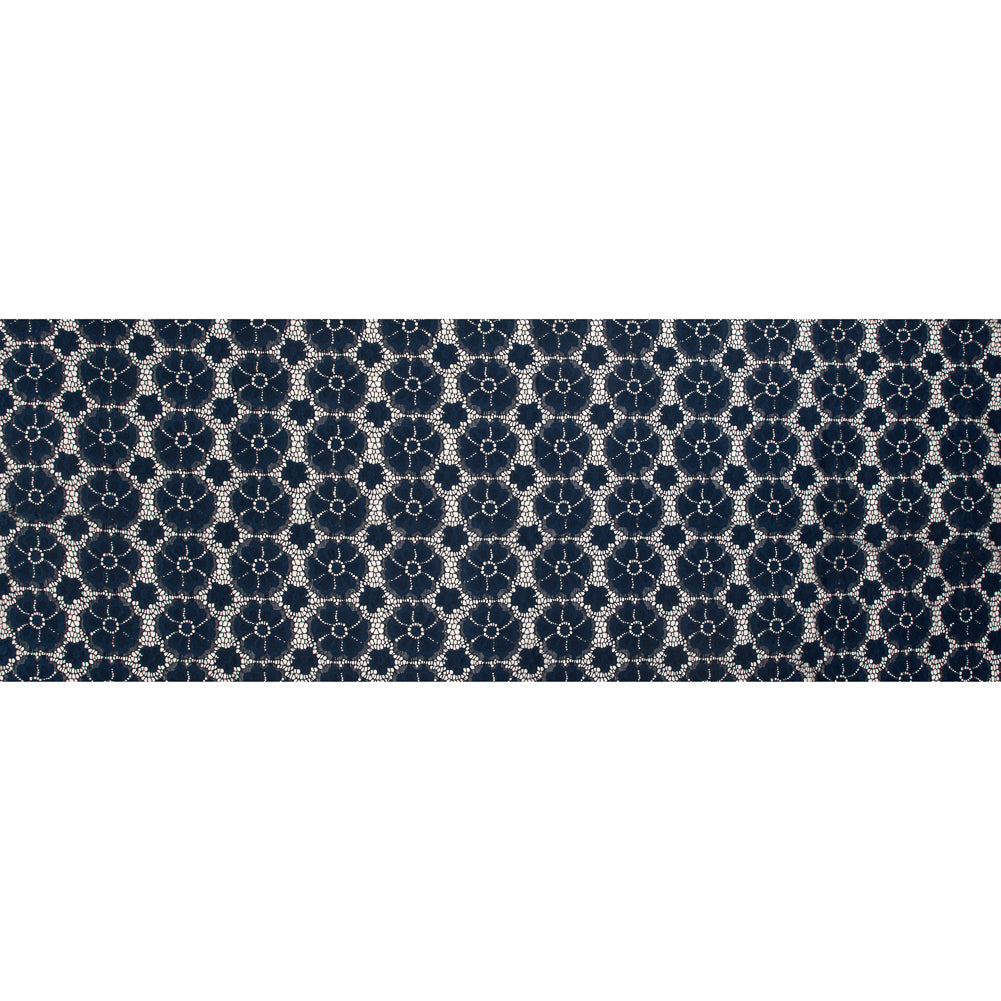 Stretch Crochet Lace - Navy Floral Folded Stretch Crochet Lace - Navy Floral Folded