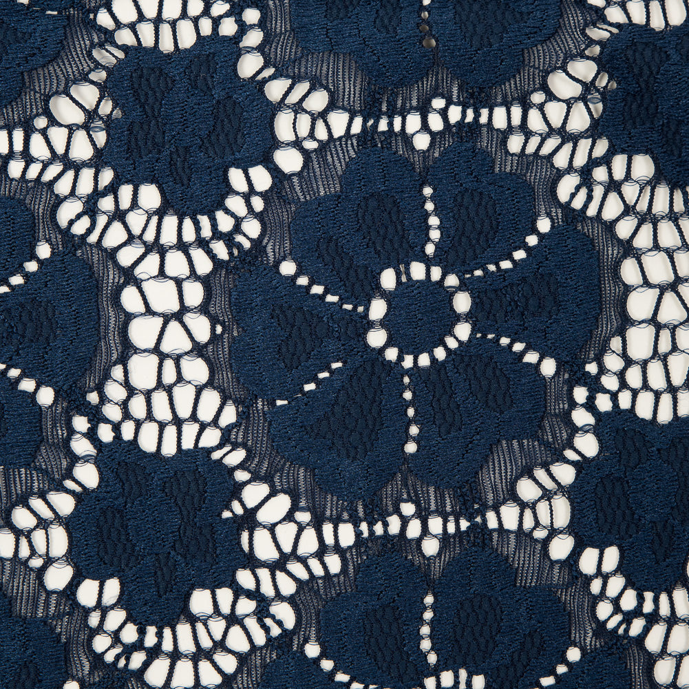 Stretch Crochet Lace - Navy Floral Full Stretch Crochet Lace - Navy Floral Full