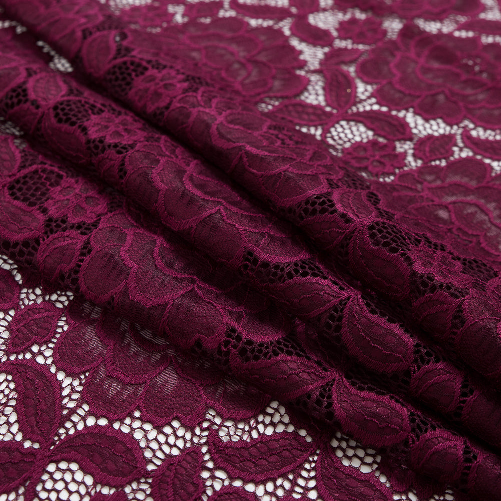 Re-Embroidered Stretch Crochet Lace - Port Royale Roses Folded Re-Embroidered Stretch Crochet Lace - Port Royale Roses Folded