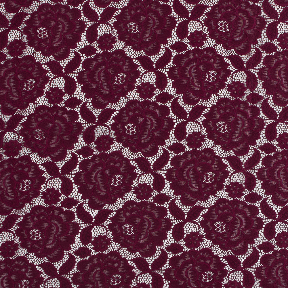 Re-Embroidered Stretch Crochet Lace - Port Royale Roses Re-Embroidered Stretch Crochet Lace - Port Royale Roses