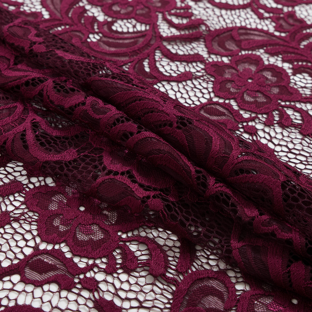 Re-Embroidered Stretch Crochet Lace - Port Royale Floral Folded Re-Embroidered Stretch Crochet Lace - Port Royale Floral Folded