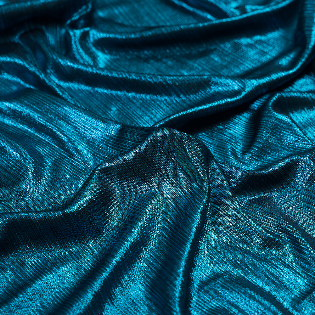 Textured All-Over Foil Knit - Metallic Teal - Lizabet Collection Full Textured All-Over Foil Knit - Metallic Teal - Lizabet Collection Full